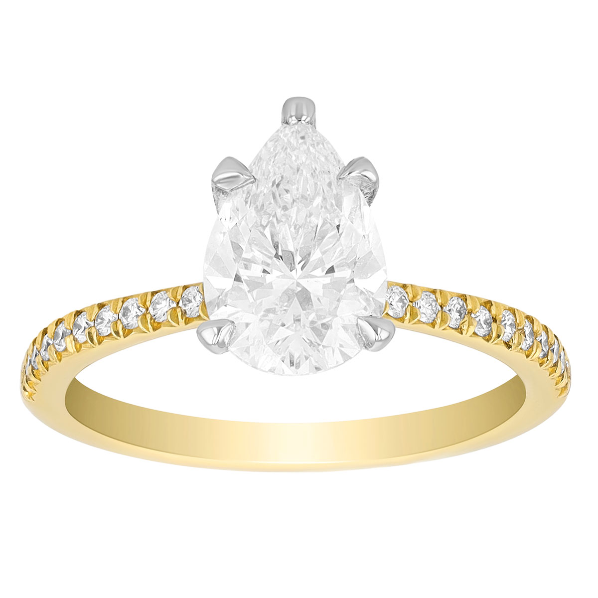 Pear Shaped Ct Diamond Engagement Ring With Side Stones In K