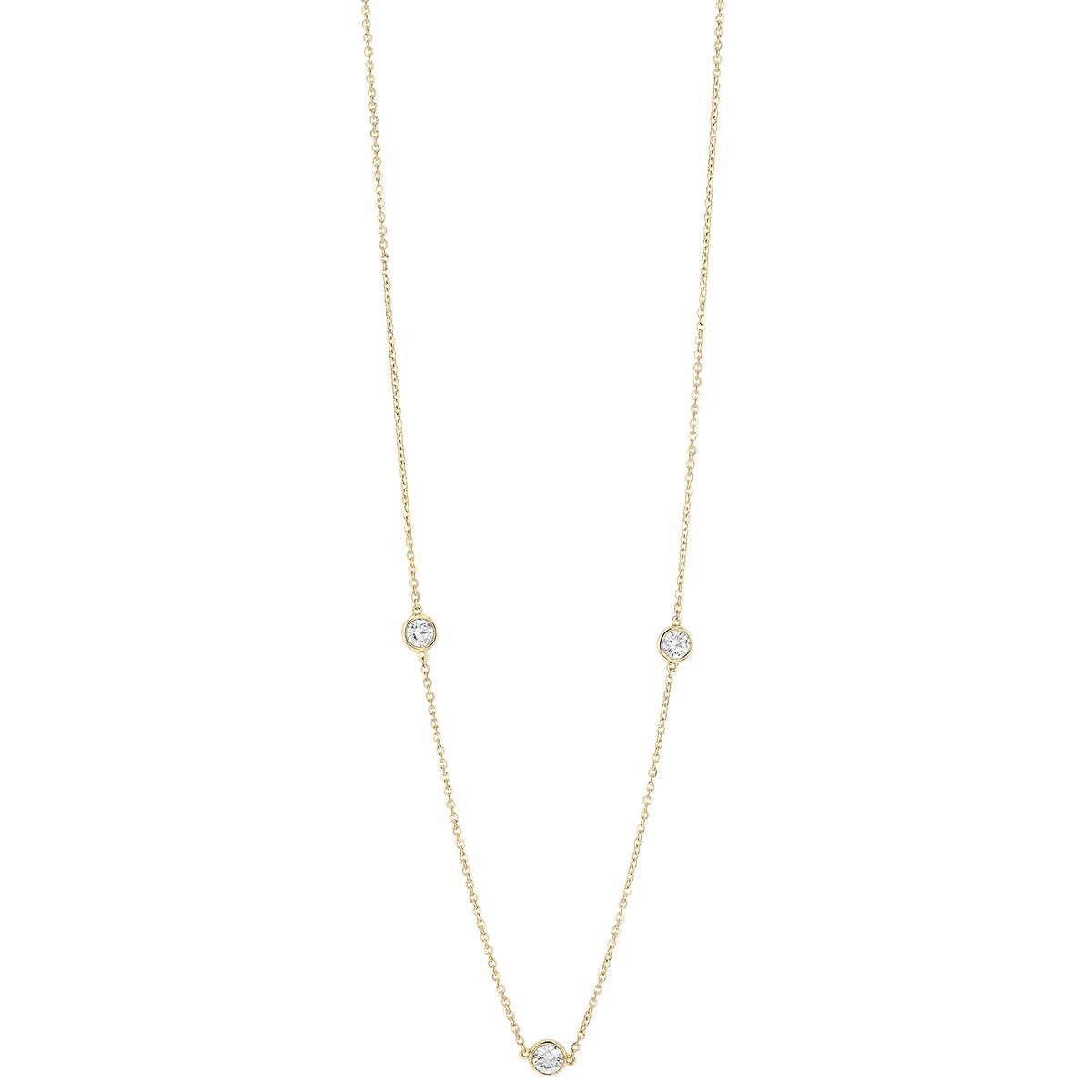 Borsheims Signature Collection Diamond 3 Station Necklace In Yellow