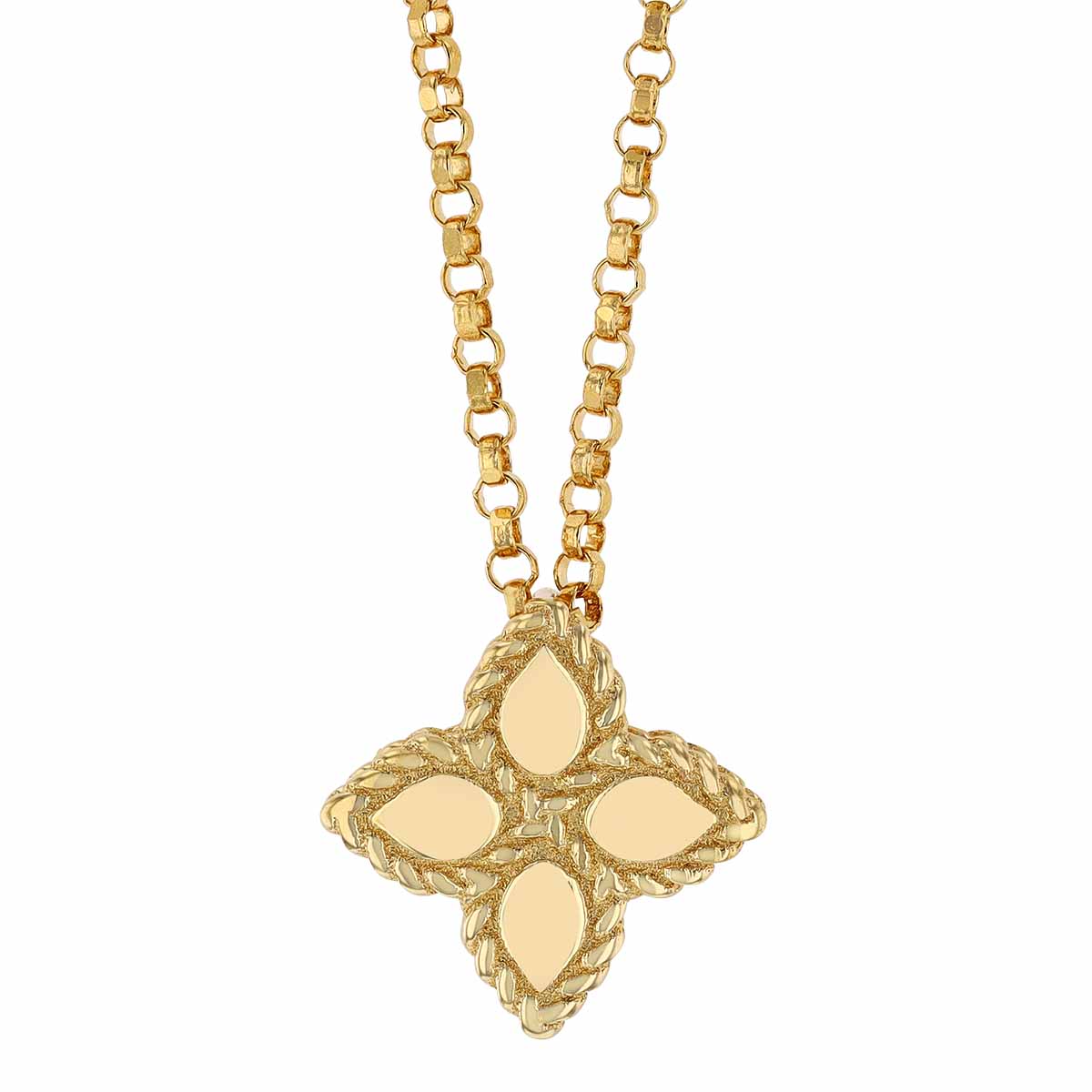 Roberto Coin Princess Flower Yellow Gold Small Pendant Necklace, 18