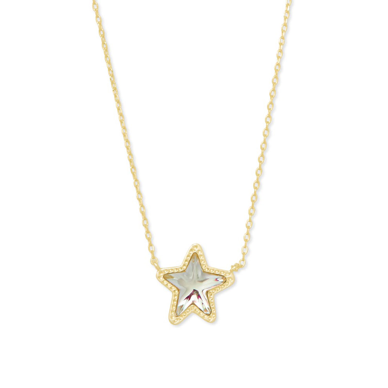 Kendra Scott Jae Star Gold Tone Pendant Necklace in Dichroic Glass