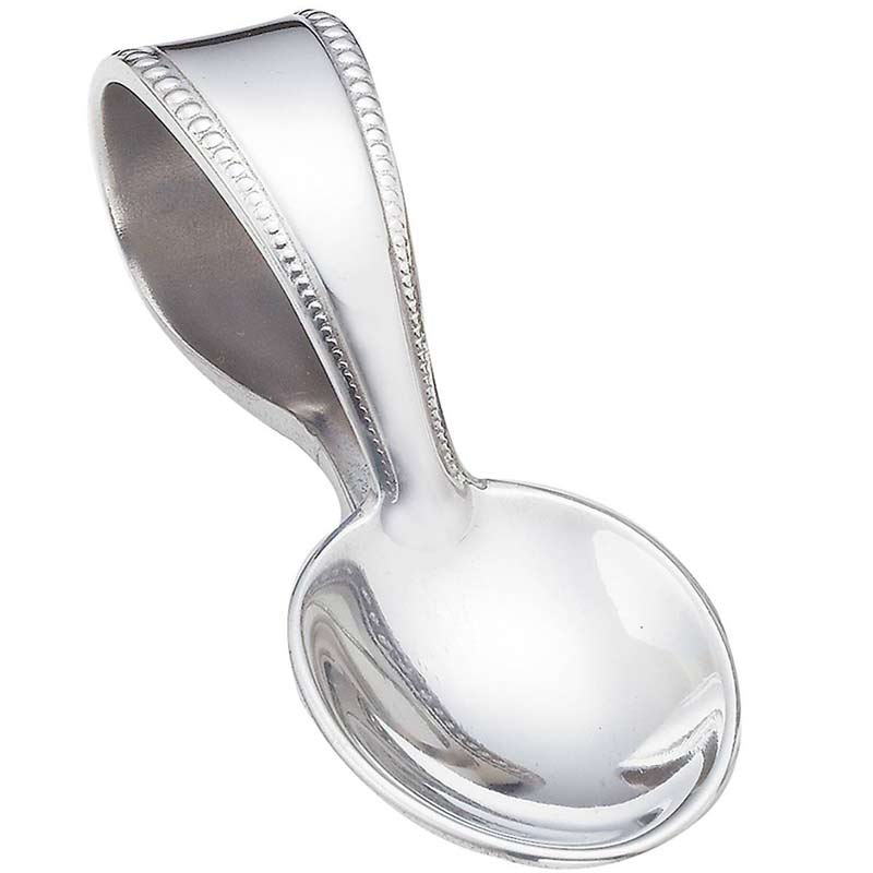 Reed & Barton Baby Beads Pewter Curved Handle Spoon