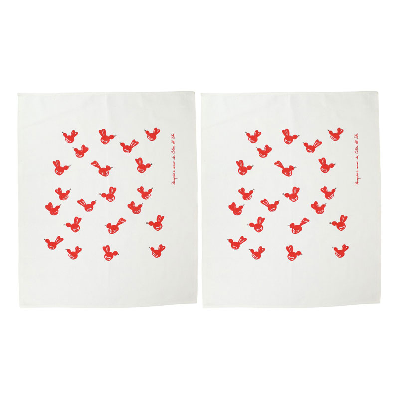 Vietri Siciliano Linens Red Bird Dish Towels, Set of 2