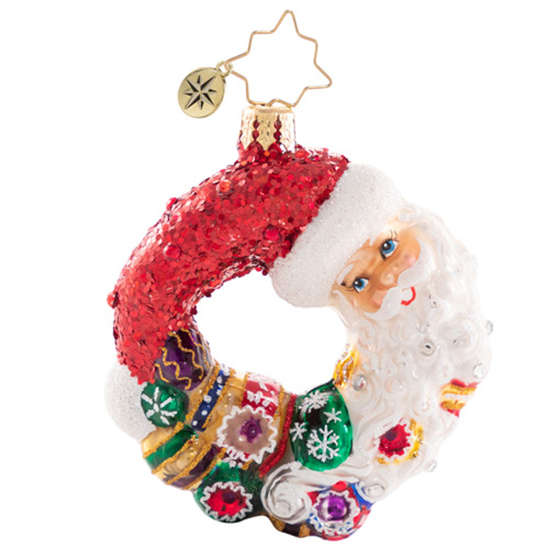 Christopher Radko Santa Comes Full Circle Wreath Gem Ornaments