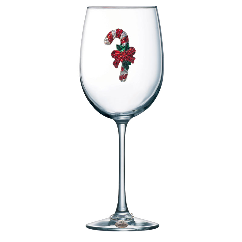 The Queens' Jewels Candy Cane Limited Edition Stemmed Jeweled Wine Glass