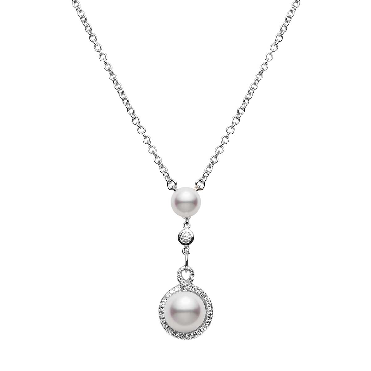 Mikimoto Petit Soleil Akoya Cultured Pearl Diamond Pendant In White