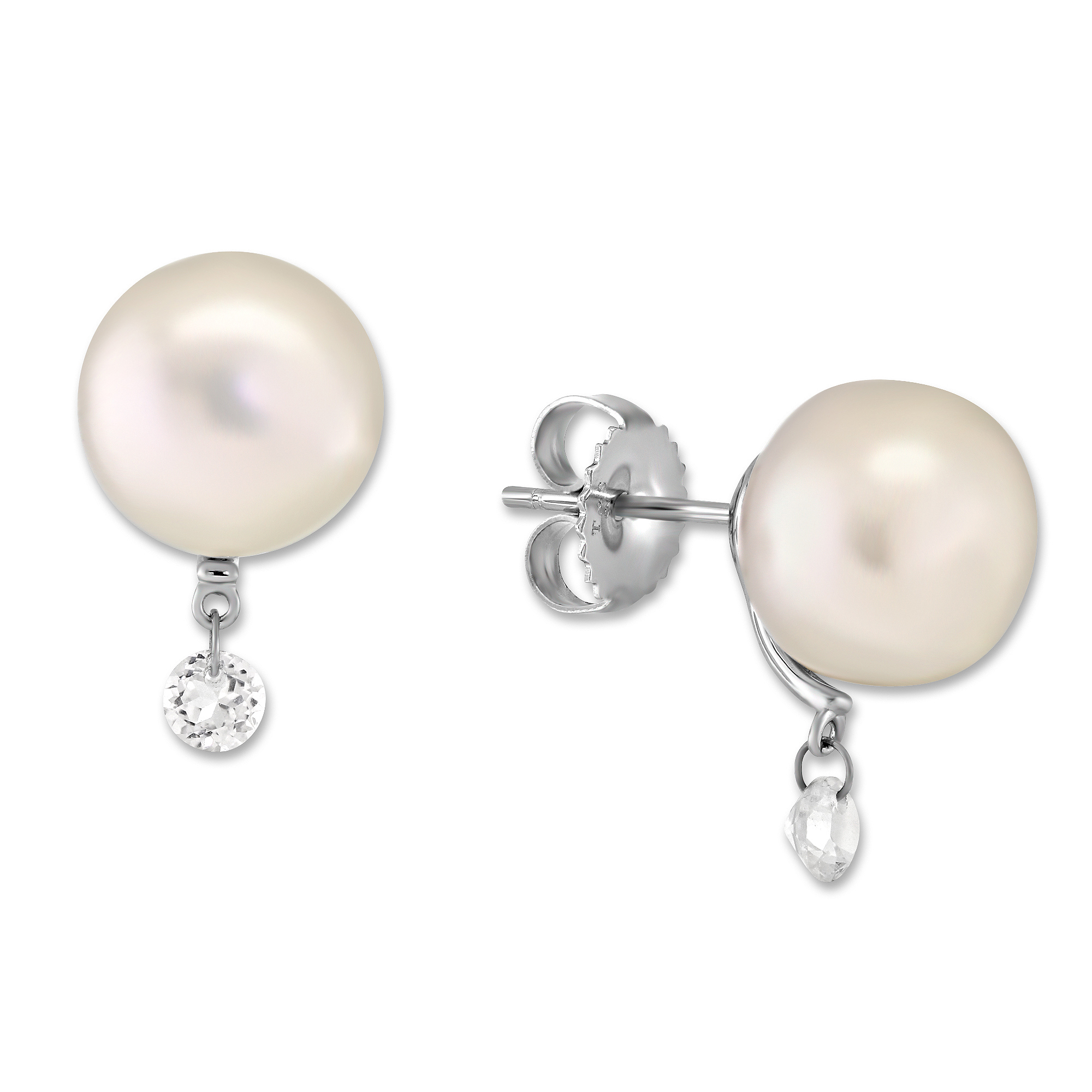 TARA Pearls Sterling Silver Freshwater Culture Pearl & White Topaz Earrings