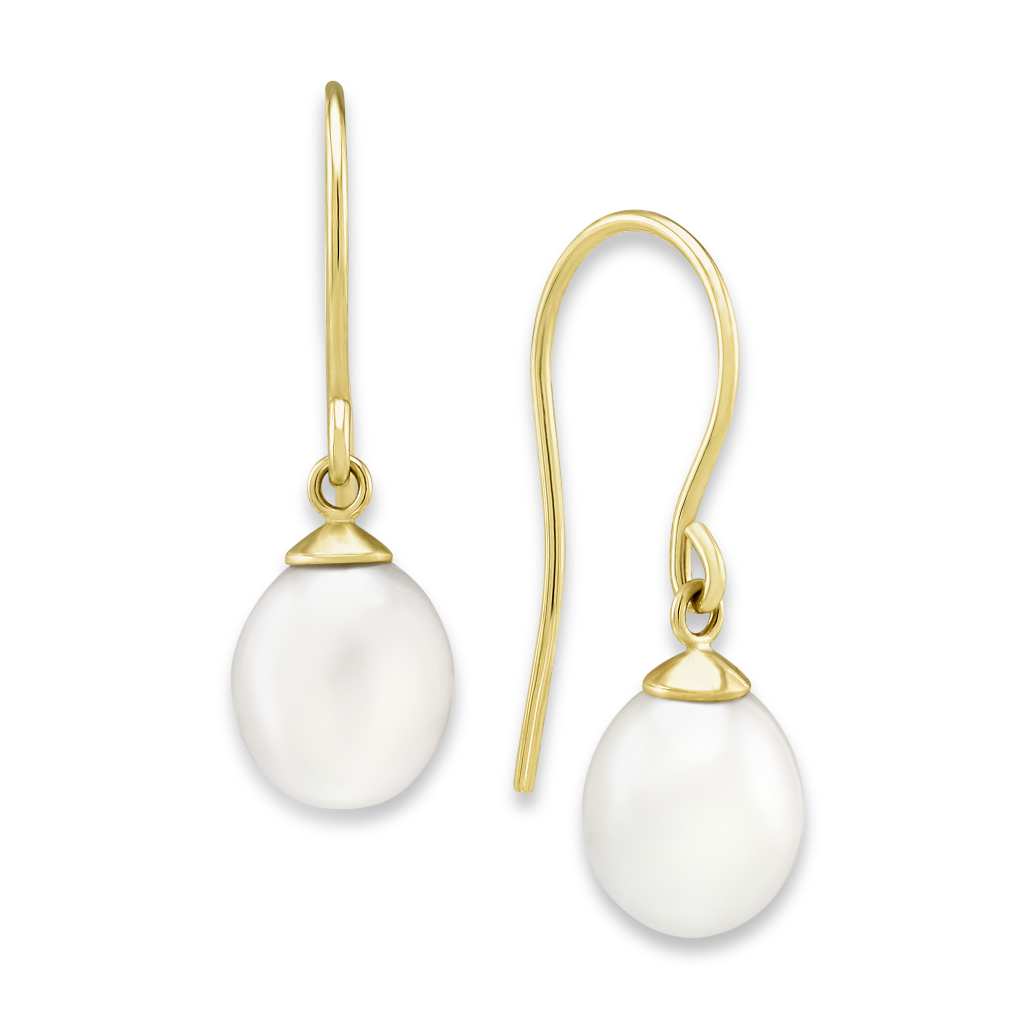 14K Yellow Gold Freshwater Cultured Pearl Drop Earrings