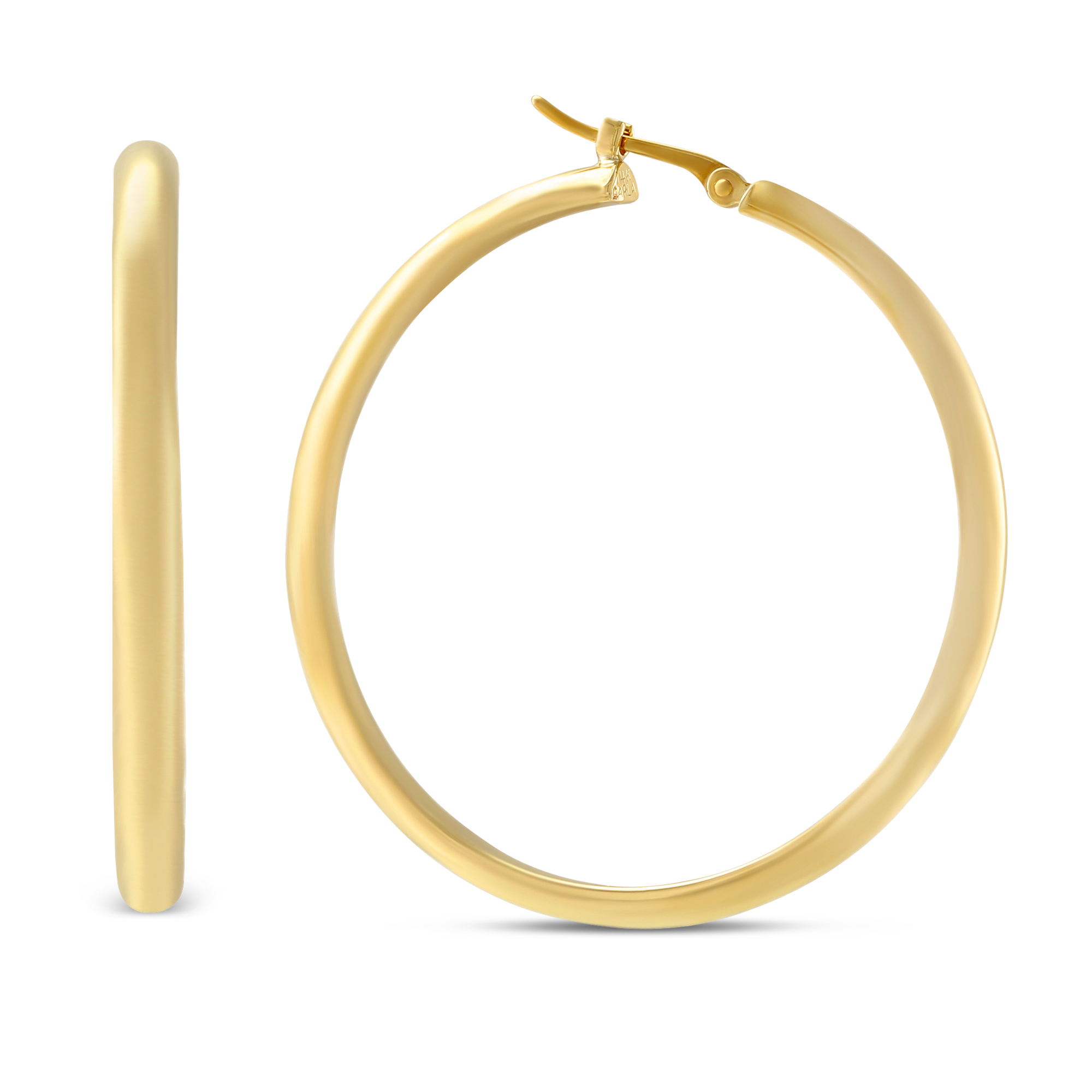 14K Yellow Gold Hoop Earrings, 35mm