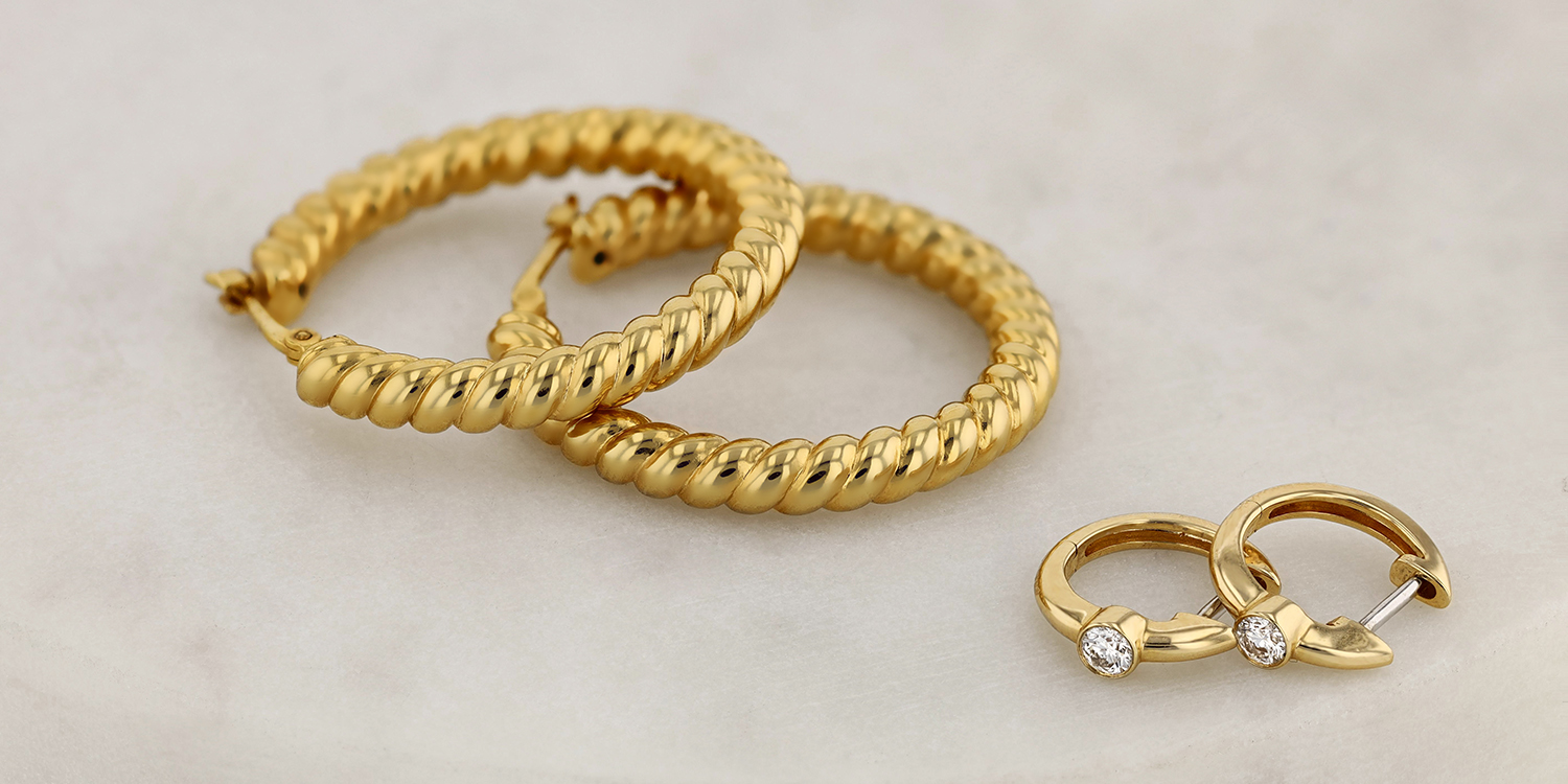 New Look 6 Pack Gold Diamanté Hoop And Stud Earrings - Livingstons Jewellers