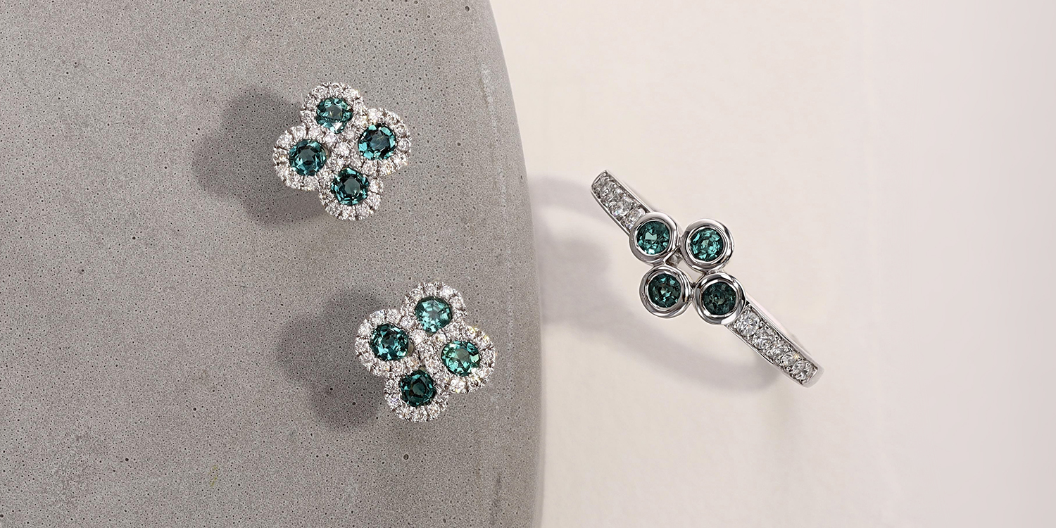Natural Alexandrite Earrings with Diamond Bezels  Alaska Jewelry