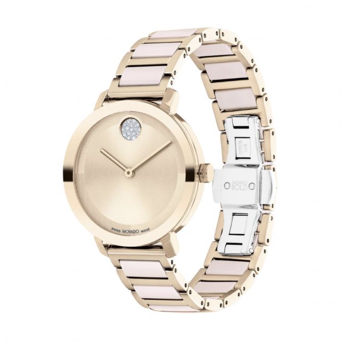 Movado BOLD Evolution 2.0 34mm Women's Watch, Pale Rose Gold Dial