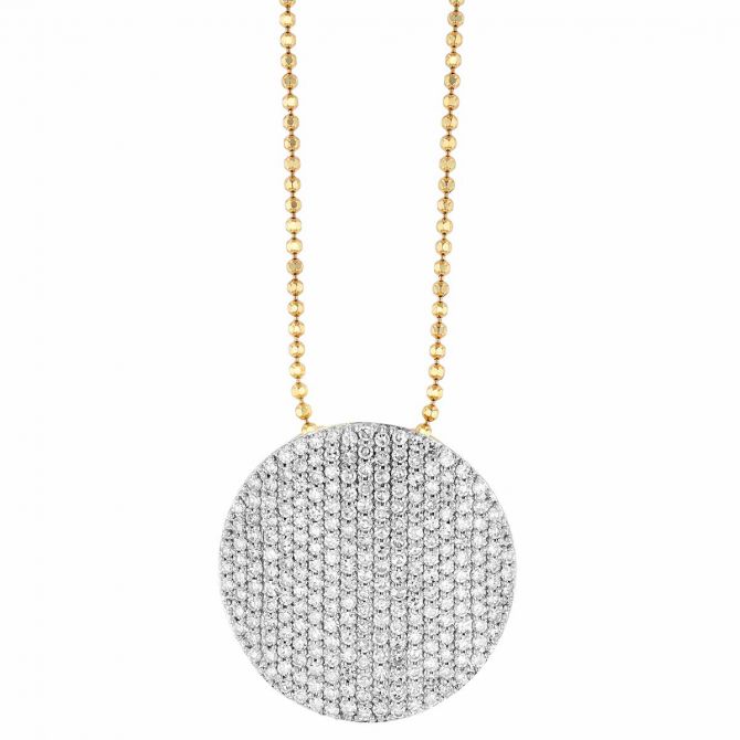 Phillips House Affair XL Infinity Diamond Pave Disc Pendant in Yellow Gold, 18"