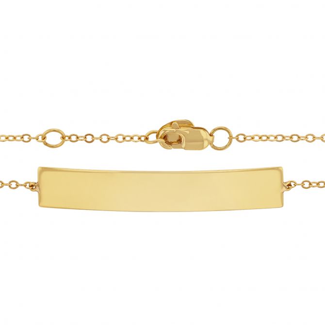 Yellow Gold Engravable Bar Bracelet, 7.5"