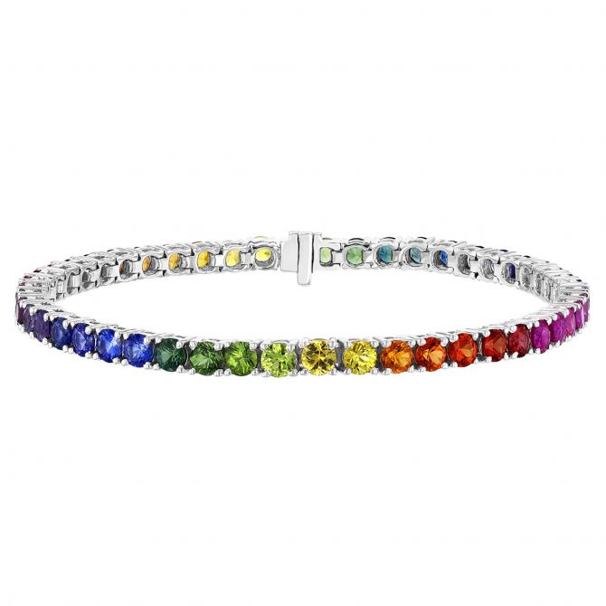 Multicolor rainbow sapphire bracelet