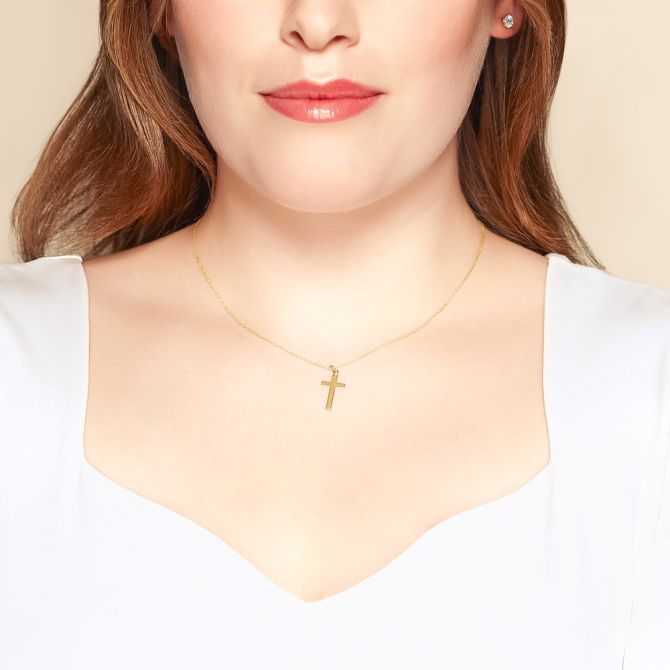 Borsheims yellow gold cross wedding necklace