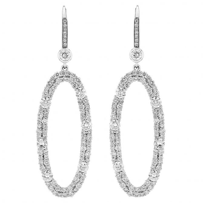 Dangle and drop diamond cluster earrings