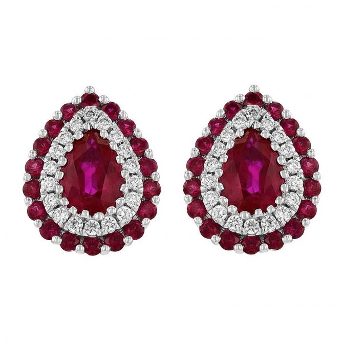 Ruby cluster stud earrings