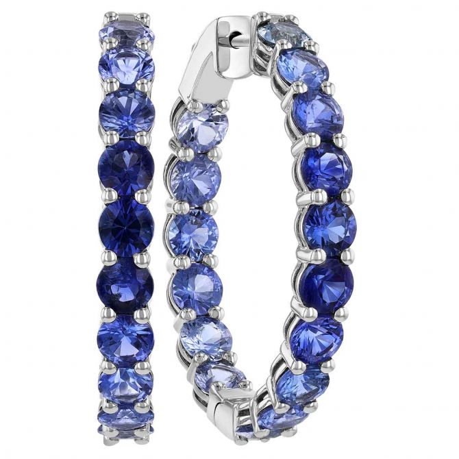 Inside out blue sapphire bridesmaid earrings