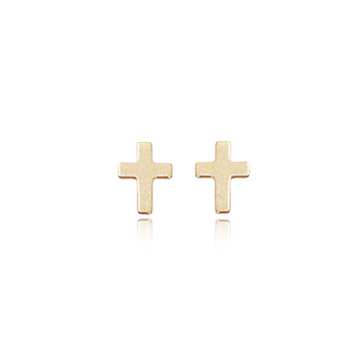 Yellow gold cross earrings for men