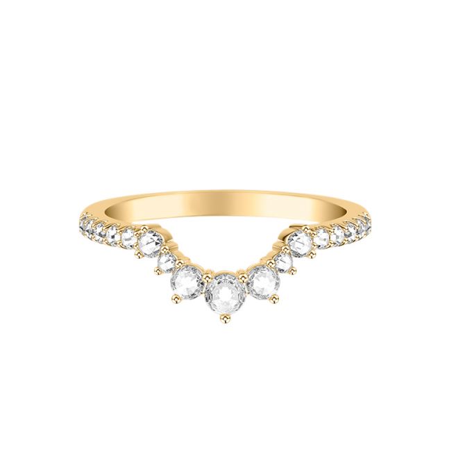 Diamond Contoured Dip Wedding Band in Yellow Gold