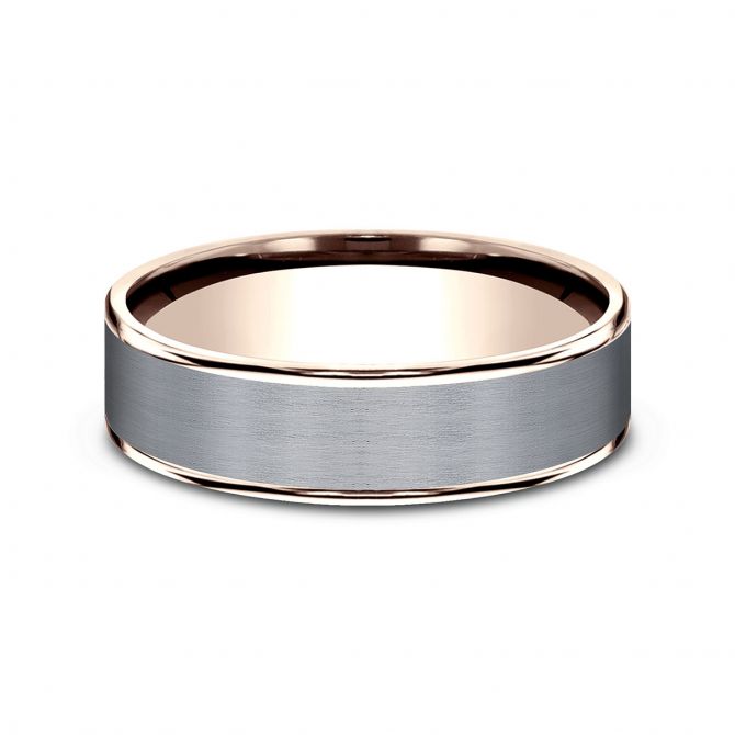 Tantalum and rose gold wedding band