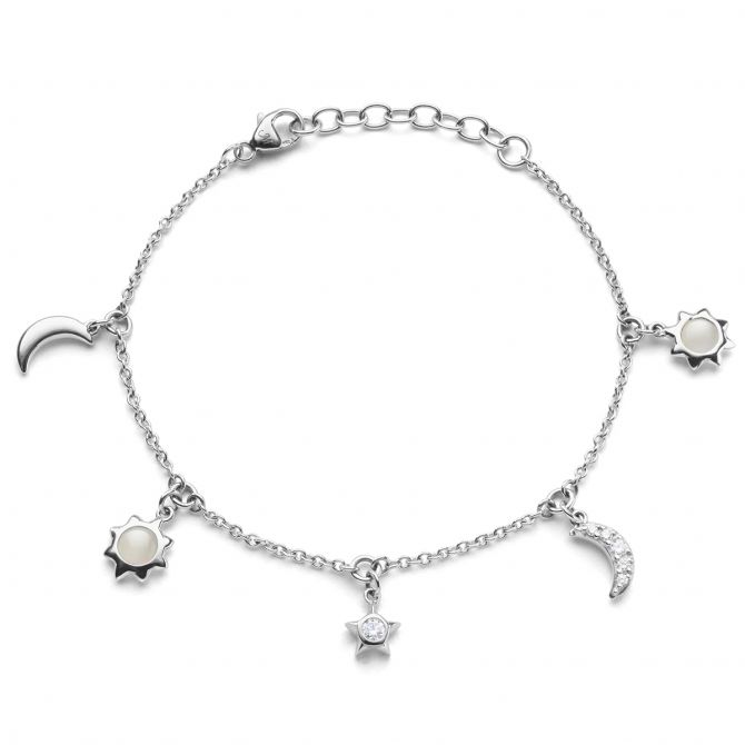 Monica Rich Kosann Sapphire & Moonstone Sun, Moon & Stars Bracelet in Sterling Silver