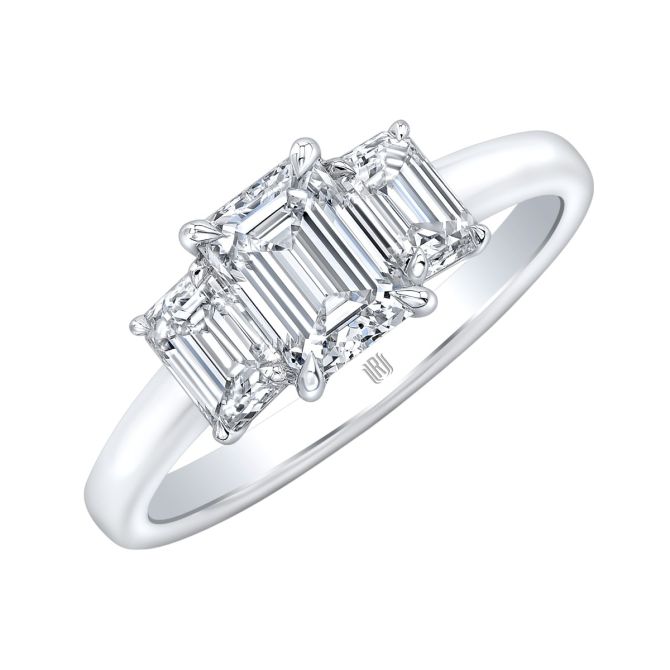 Rahaminov
Emerald Cut Diamond & Side Stone Engagement Ring in White Gold