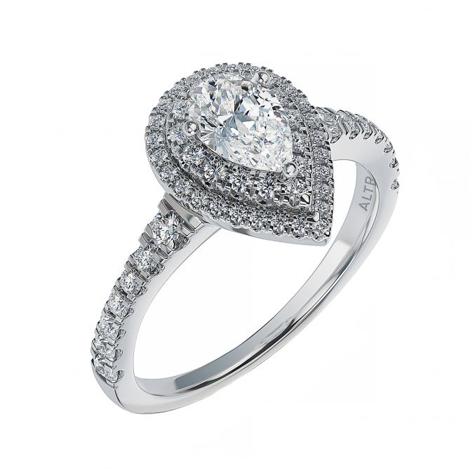 ALTR
Lab Grown Diamond Pear Shaped Double Halo Engagement Ring in White Gold