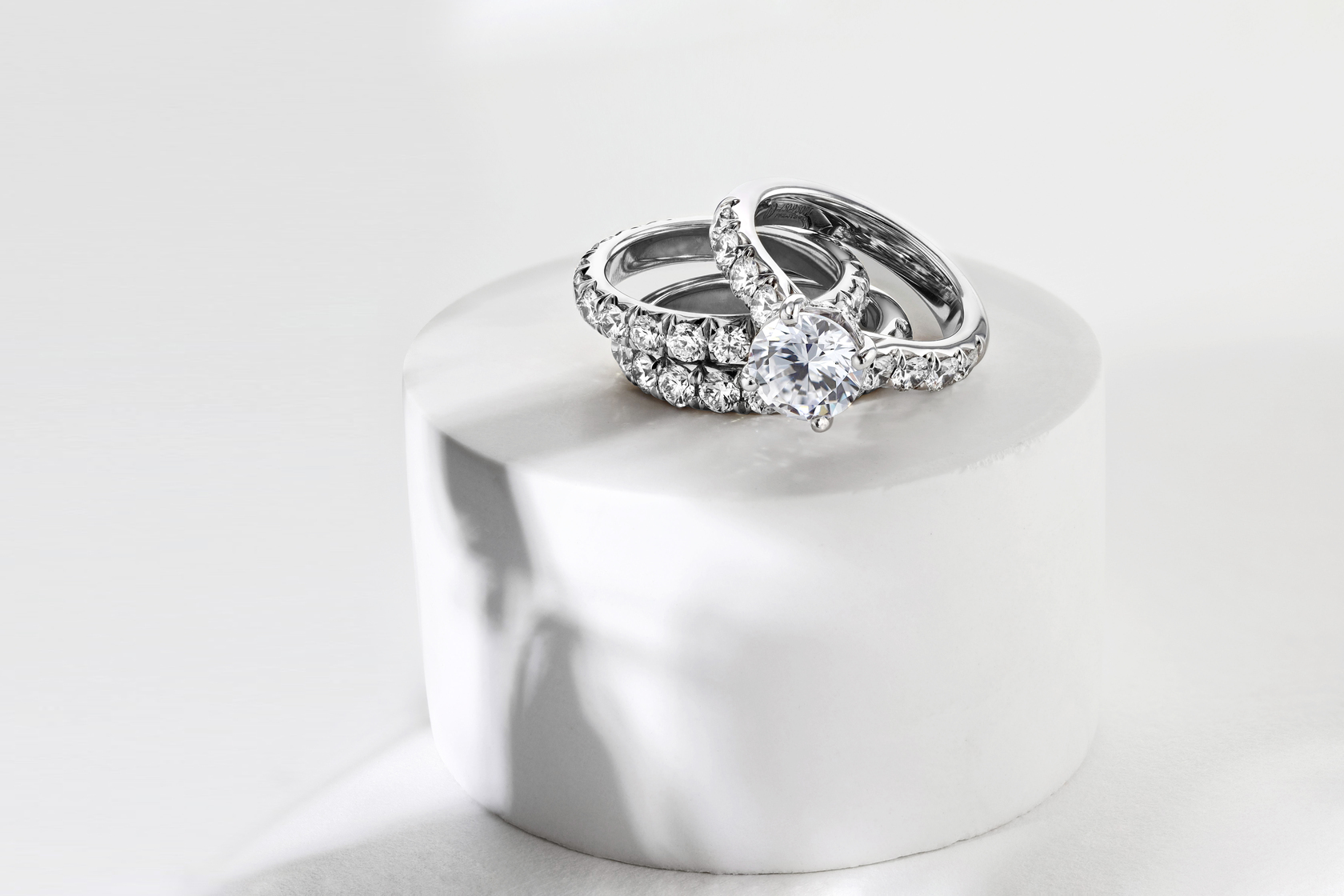 White gold engagement and wedding bands