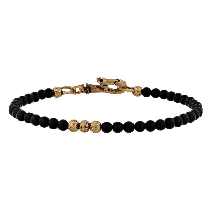 John Varvatos Brass and Black Bead Bracelet