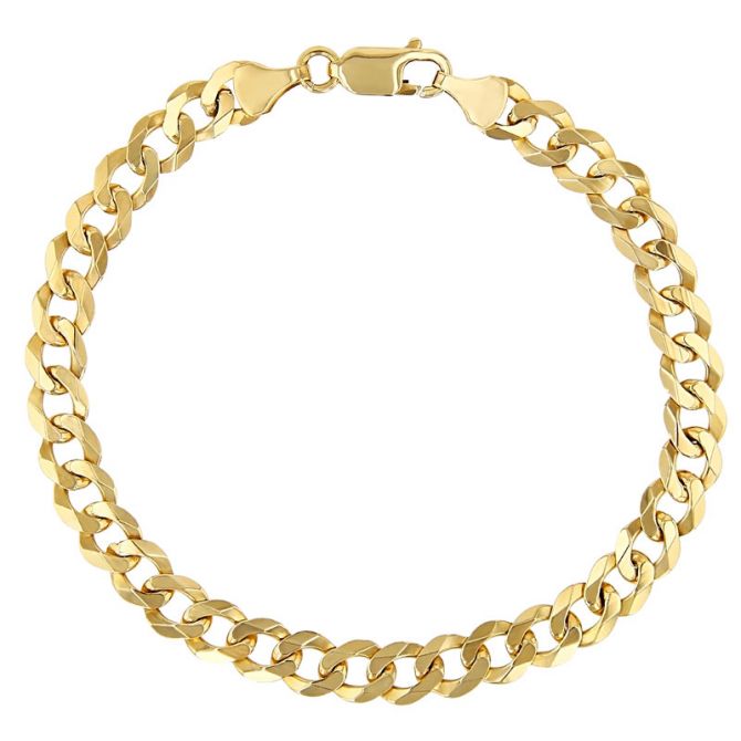 Yellow Gold Curb Link Men's Bracelet, 8.5"