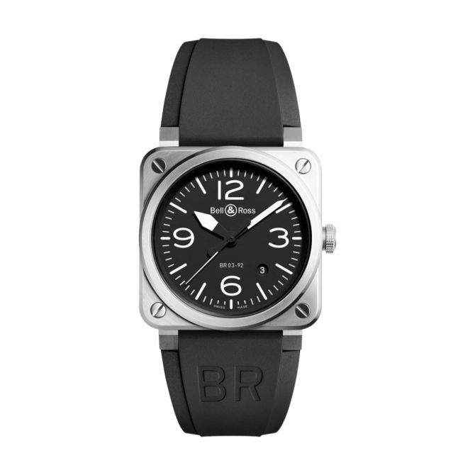 BR 03-92 Black Steel 42mm Men's Watch, Black Dial