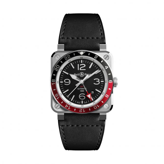 BR03-93 GMT 42mm Men's Watch, Black Dial