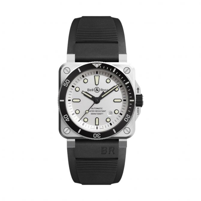 BR 03-92 Diver 42mm Men's Watch, White Dial