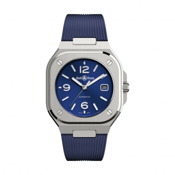 BR 05 Blue Steel 40mm Men's Watch, Blue Dial