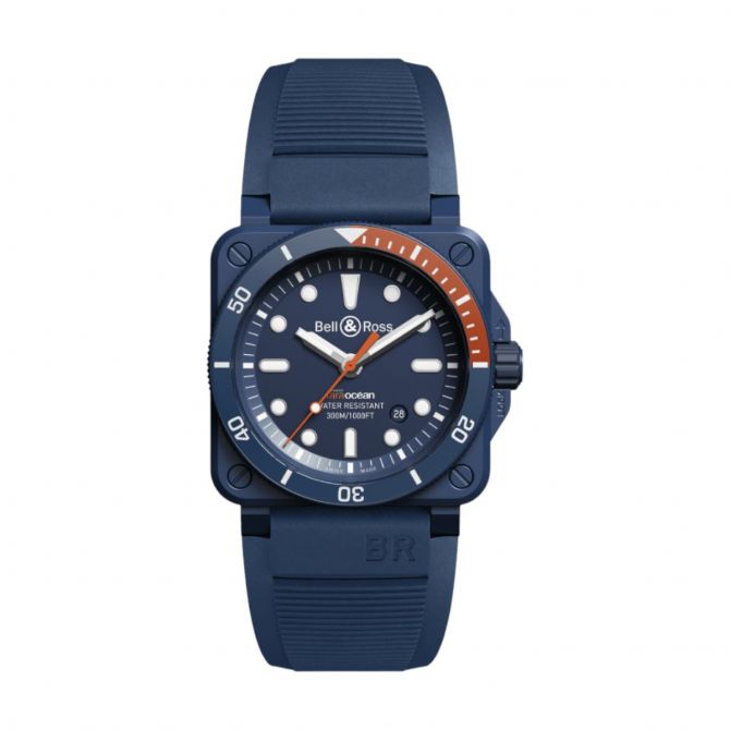 BR 03-92 Diver Tara 42mm Men's Watch, Blue Dial