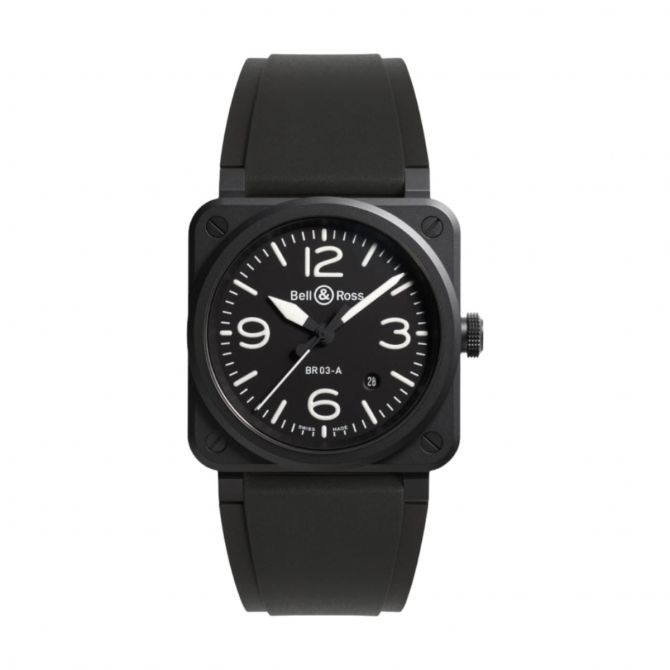 BR 03 41mm Men's Watch, Matte Black Dial