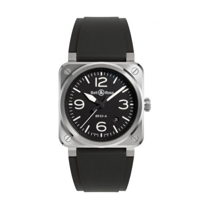 BR 03 41mm Men's Watch, Black Dial