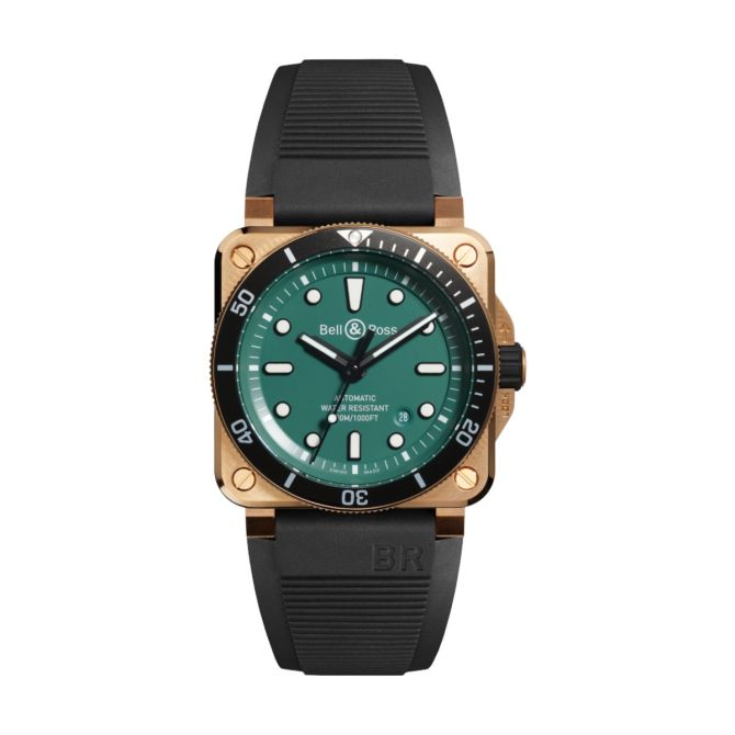 Bell & Ross BR 03-92 Diver Black and Green Bronze 42mm Watch, Limited Edition Deep Green Dial