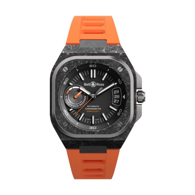 Bell & Ross BR-X5 Carbon Orange 41mm Watch, Matte Black Dial