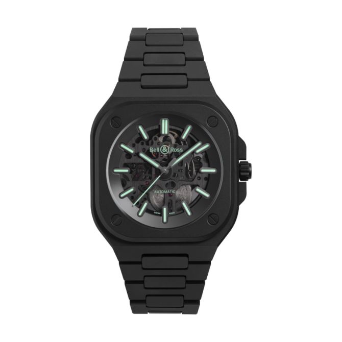 Bell & Ross BR 05 Lum Ceramic 41mm Watch, Limited Edition Skeleton Black Dial