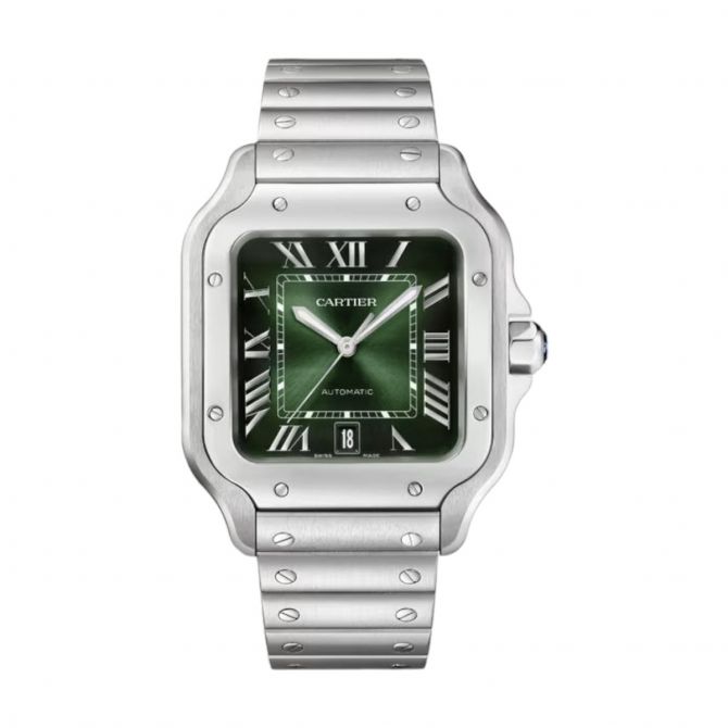 Santos de Cartier 39.8mm Men's Watch, Green Dial