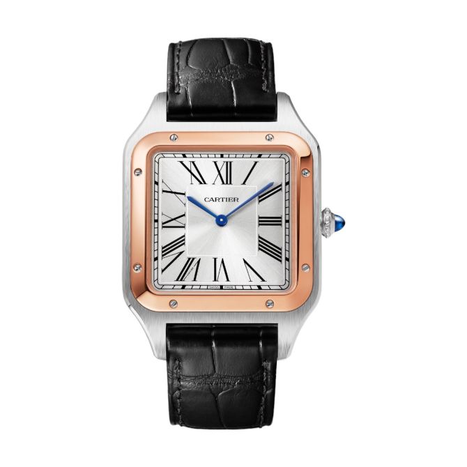 Cartier Santos Dumont 33.9mm Watch, Silver Satin Dial