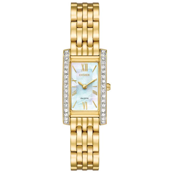 Citzen Eco-Drive Silhouette Crystal Ladies Watch – Celebration Jewelers