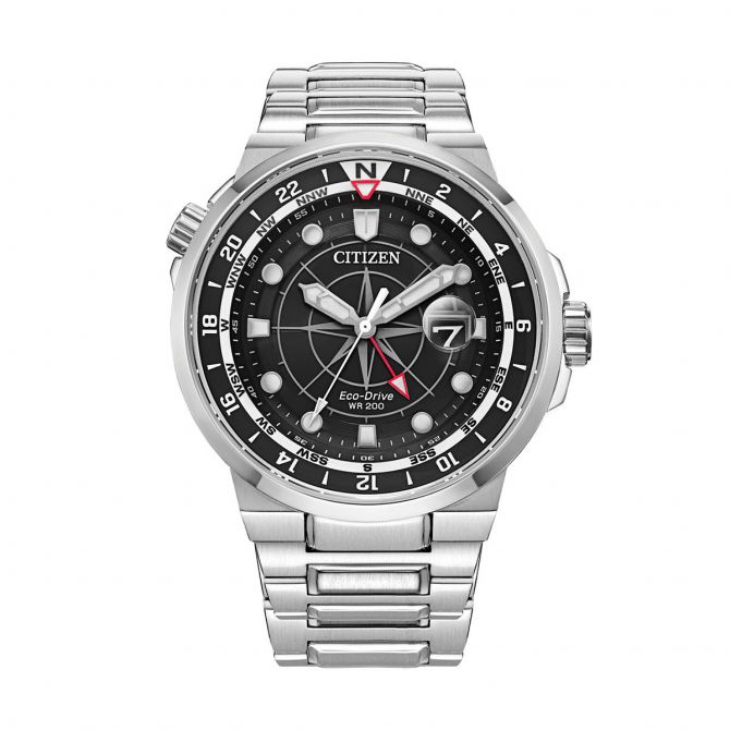 Citizen Endeavor 44mm Watch, Black and Silver Dial