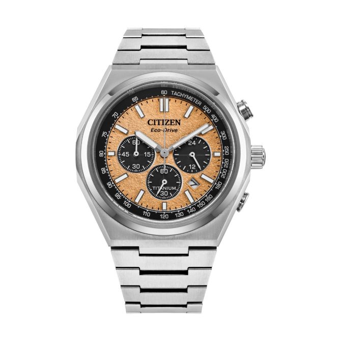 Citizen Zenshin Chronograph 42.5mm Men's Watch, Textured Salmon Dial