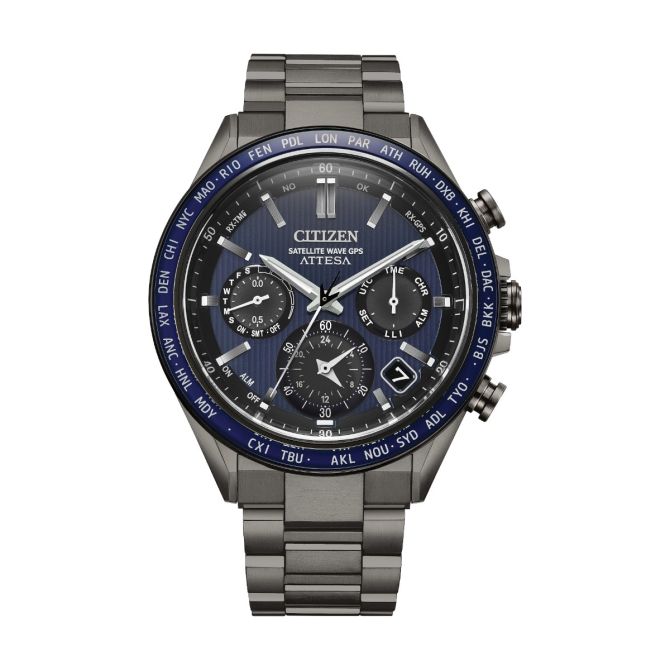 Citizen Attesa Super Titanium 44.6mm Watch, Textured Blue Dial