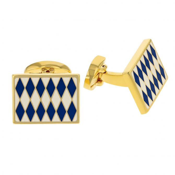 Halcyon Days Parterre Blue Cream & Gold Cufflinks