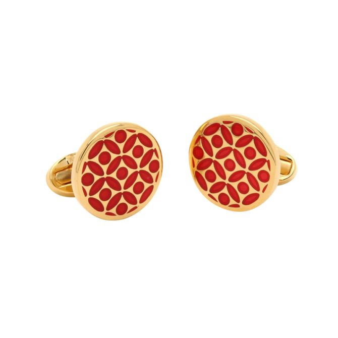 Halcyon Days Rose Red & Gold Cufflinks