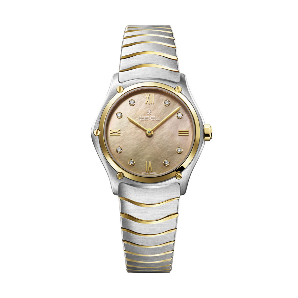 EBEL Brasilia Women's 22.9mm Watch, Silver and Gold Diamond Dial